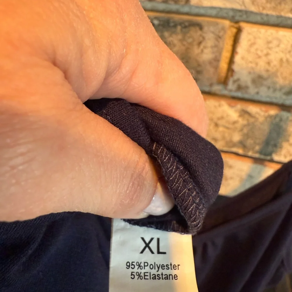 Knit adjustable straps baggy jumpsuit, navy, XL, EUC - Picture 2 of 3